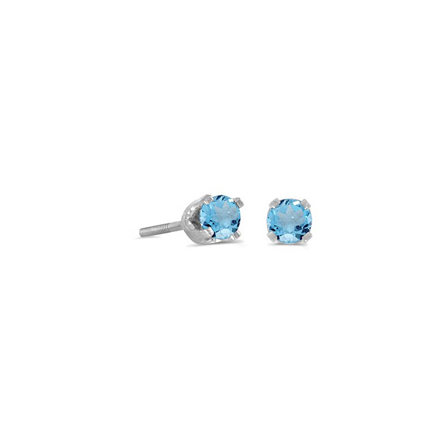 December Dreams: 14 Karat White Gold Blue Topaz Solitaire Studs