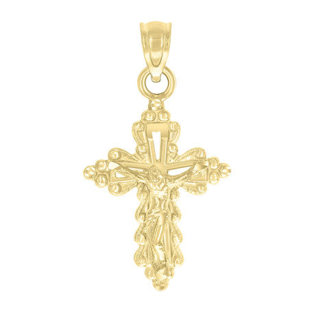 10 Karat Yellow Gold Fancy Crucifix Necklace