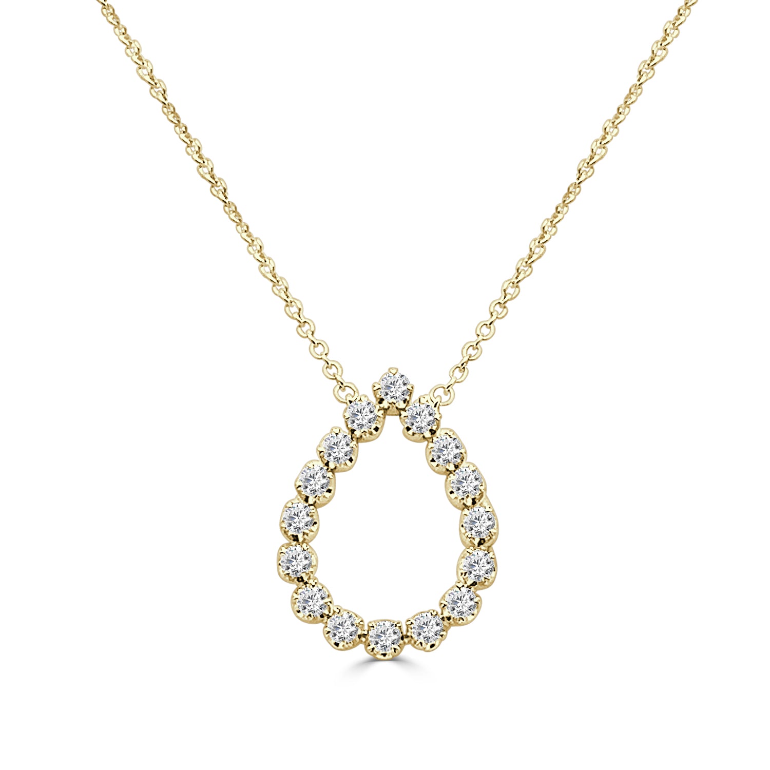 Elegant 18K Yellow Gold Necklace with Essentials Pear Shape Pendant and Natural Diamond (0.51ct)