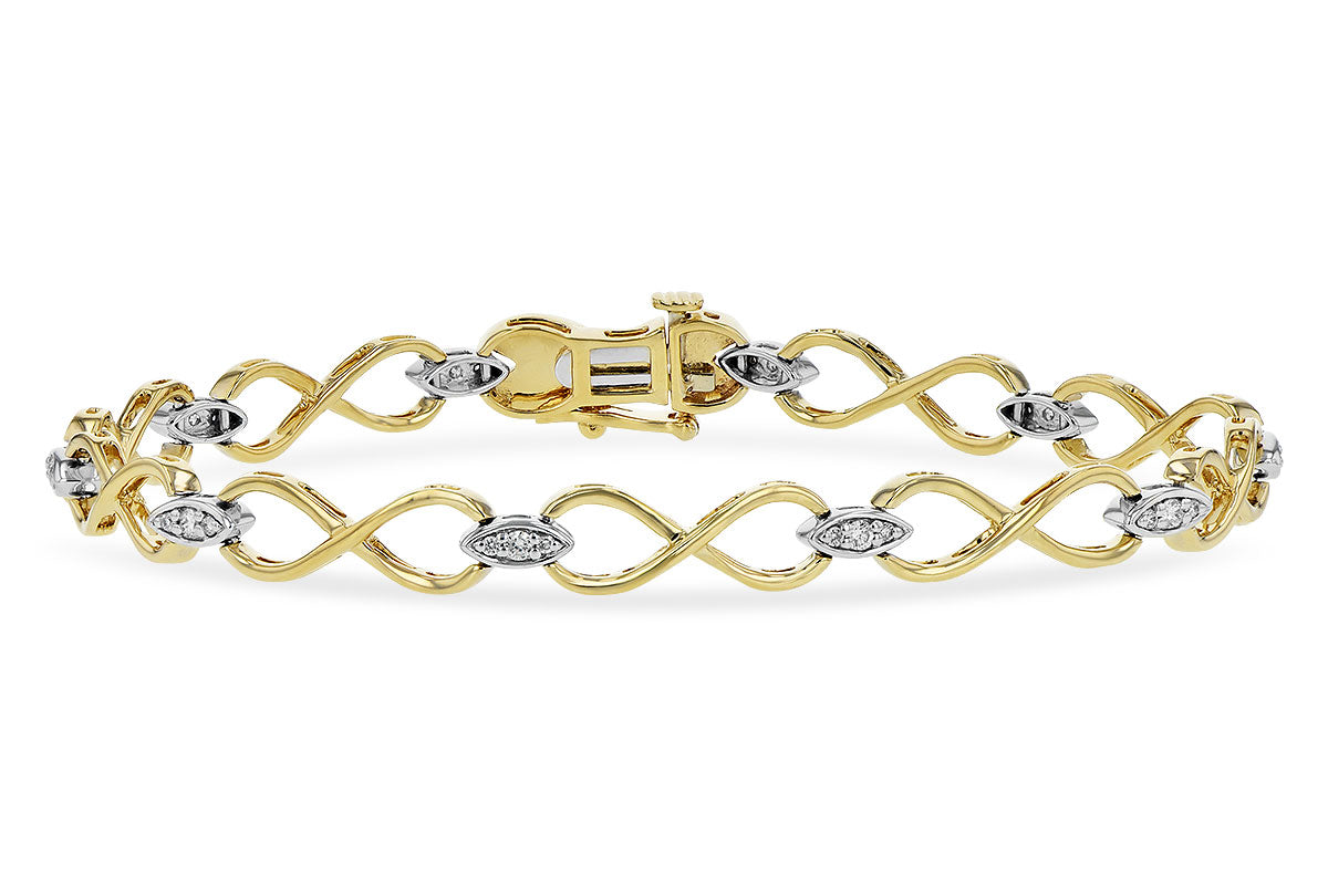 14 Karat Two-Tone Infinity Bracelet with 0.26 Carat Natural Diamond