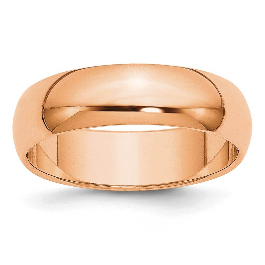 Elegant 14 Karat Rose Gold Half Round Comfort Fit Wedding Band