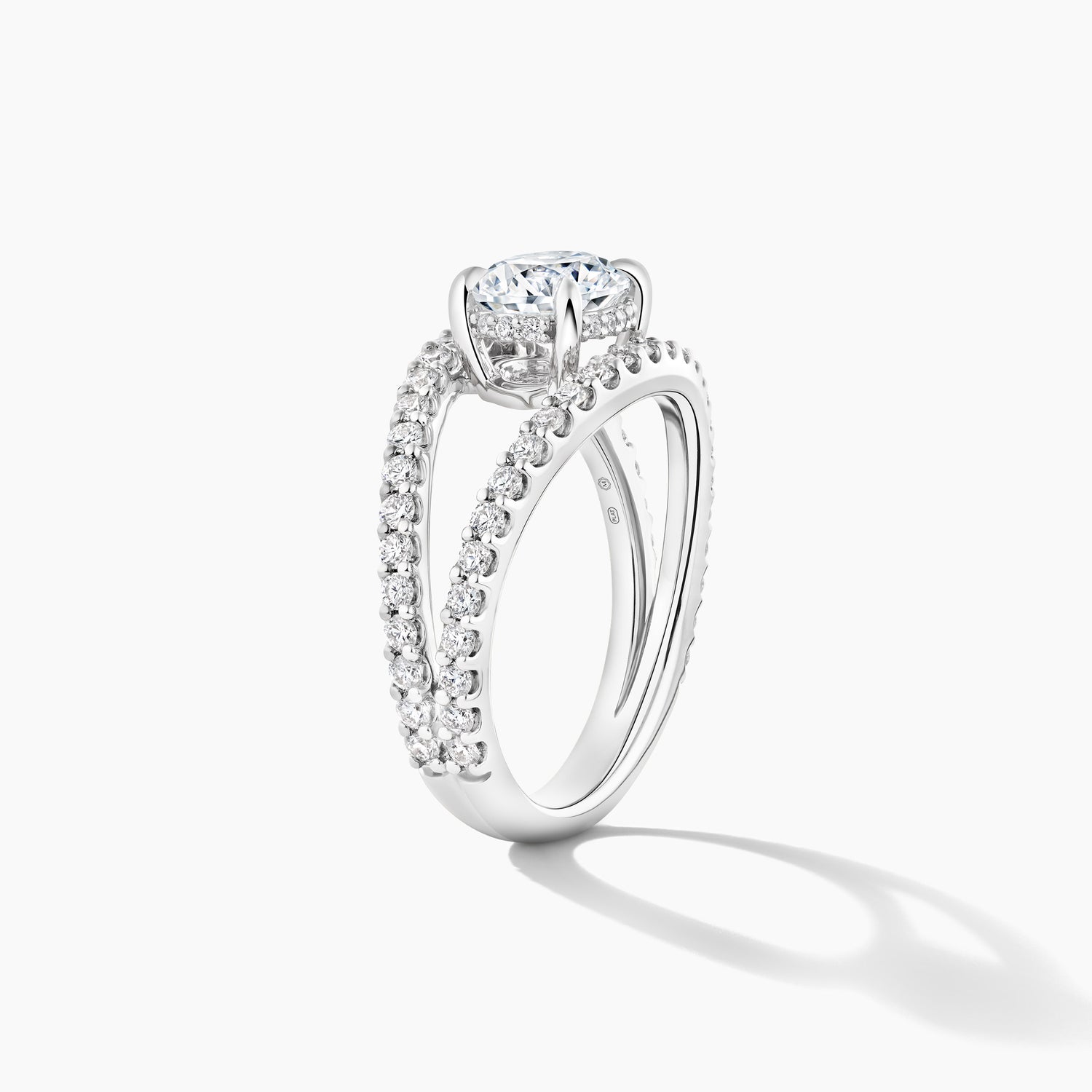 Exquisite Platinum Engagement Mounting with East To West Diamond Bridge Open Work