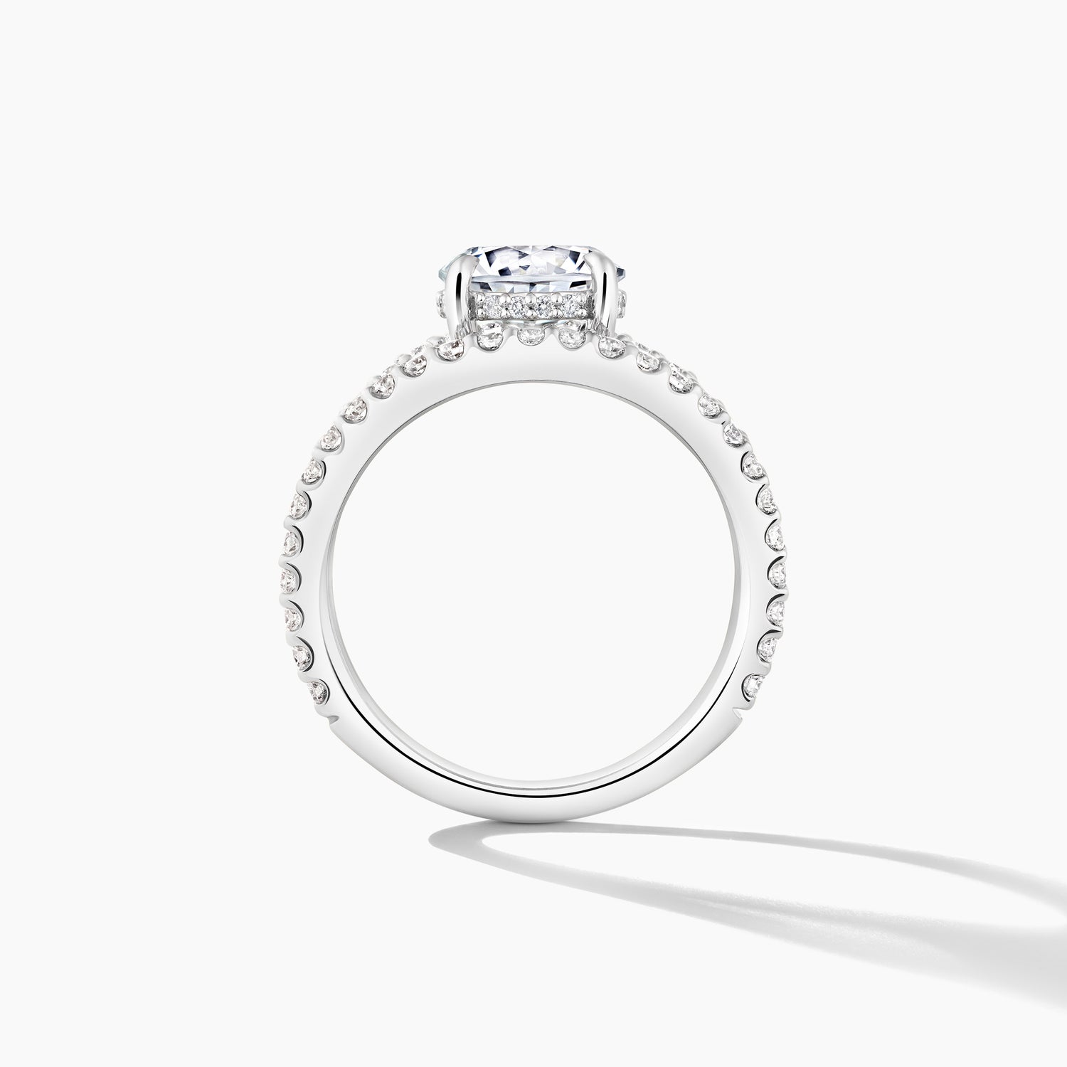 Exquisite Platinum Engagement Mounting with East To West Diamond Bridge Open Work