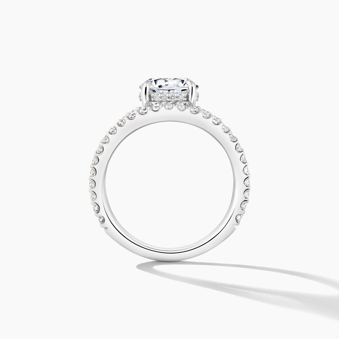 Platinum Oval East To West Diamond Bridge Open Work Engagement Mounting with Cubic Zirconia Accent