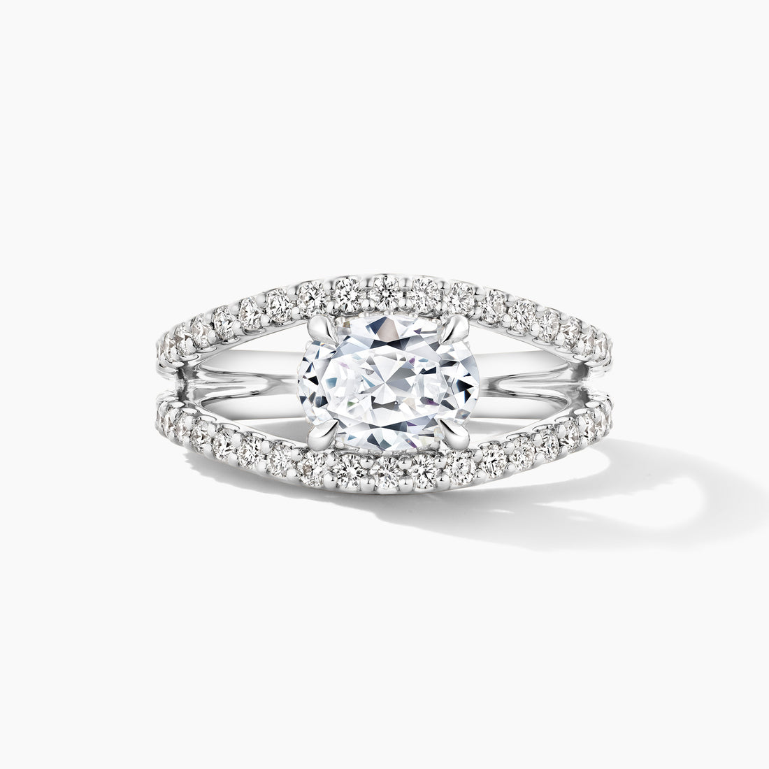 Platinum East to West Diamond Bridge Open Work Engagement Mounting