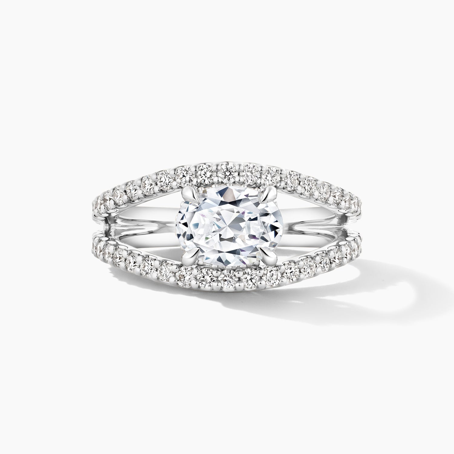 Exquisite Platinum Engagement Mounting with East To West Diamond Bridge Open Work