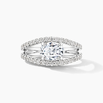 Exquisite Platinum Engagement Mounting with East To West Diamond Bridge Open Work