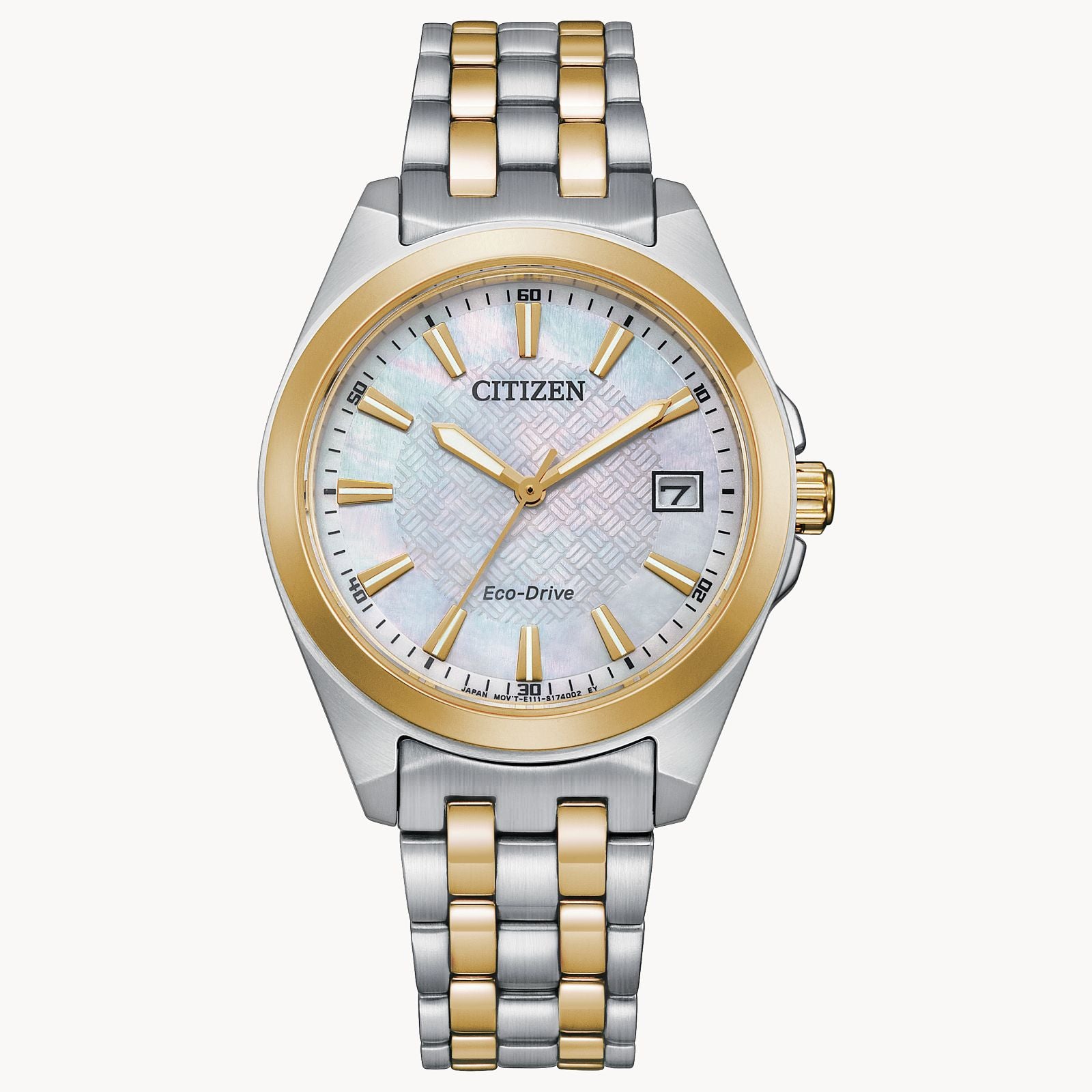 Citizen Ladies Stainless Steel Watch with Mop Dial and Date Display