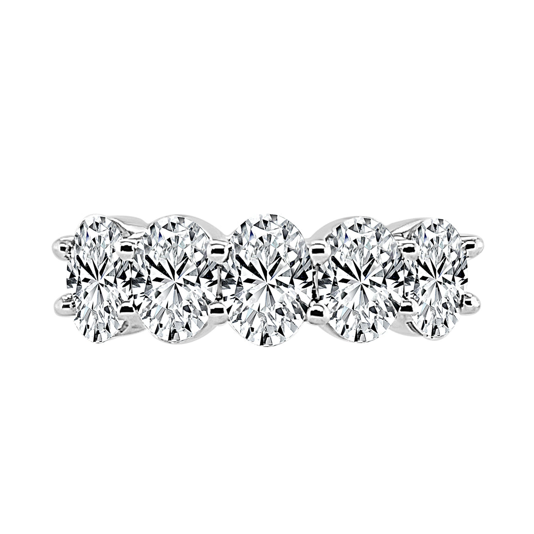Five Stone Oval Lab Diamond Wedding Band in 14 Karat White Gold - 2.00 ct