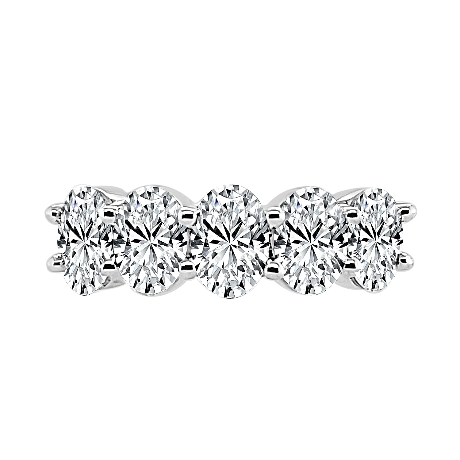 Five Stone 2.00 Carat Oval Shape Lab Diamond Wedding Band in 14 Karat White Gold