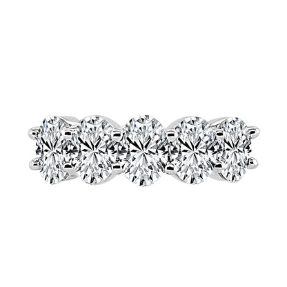 Five Stone 2.00 Carat Oval Shape Lab Diamond Wedding Band in 14 Karat White Gold