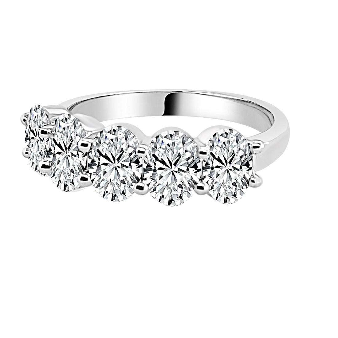 Five Stone Oval Lab Diamond Wedding Band in 14 Karat White Gold - 2.00 ct