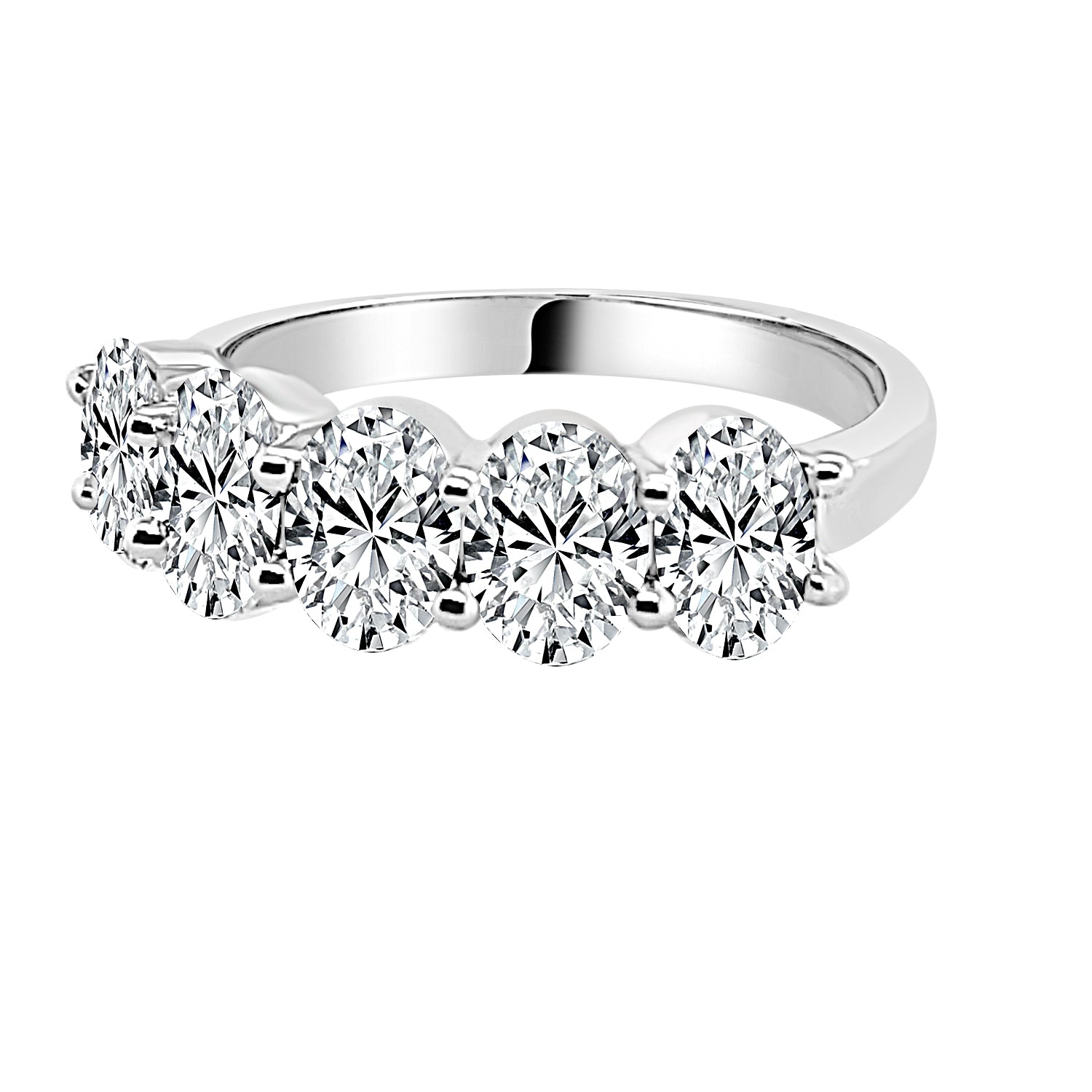 Five Stone 2.00 Carat Oval Shape Lab Diamond Wedding Band in 14 Karat White Gold