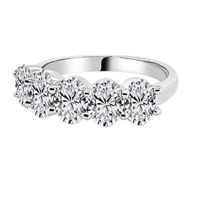 Five Stone 2.00 Carat Oval Shape Lab Diamond Wedding Band in 14 Karat White Gold