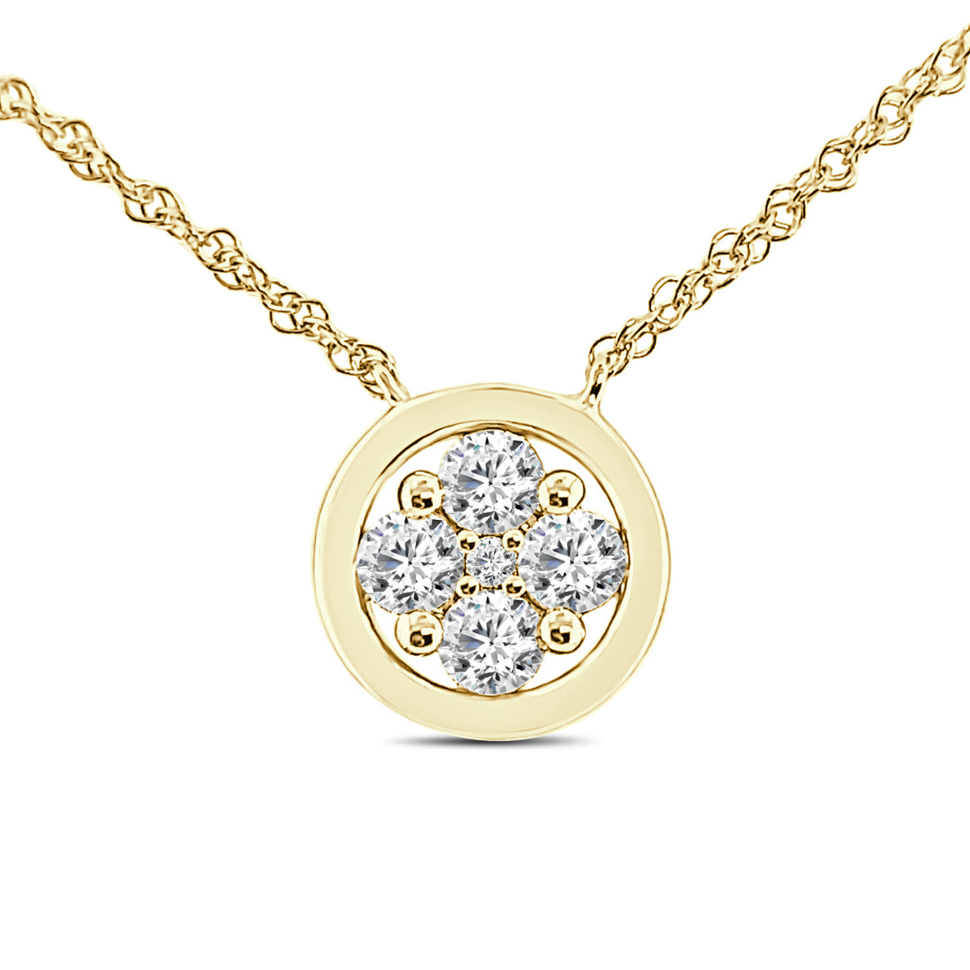 Dazzling Sparkle: 14 Karat Yellow Gold Necklace with Natural Diamond Accents