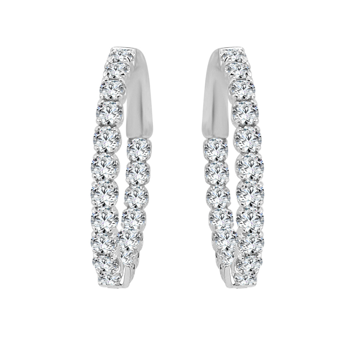 Inside Out 14 Karat White Gold Earrings with 1.96 Carat Natural Diamond