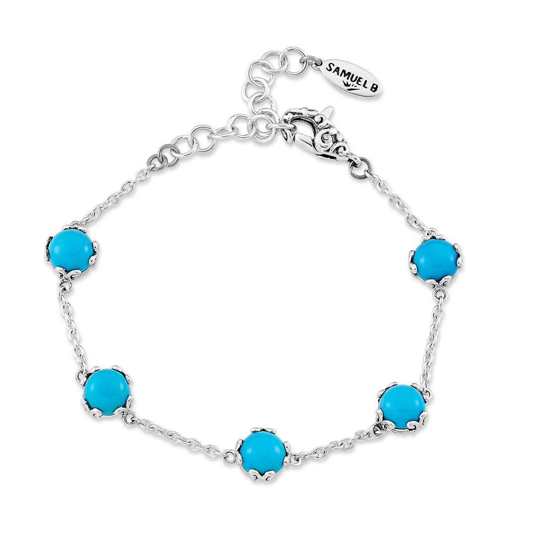 Turquoise Station Bracelet - Sterling Silver Accent