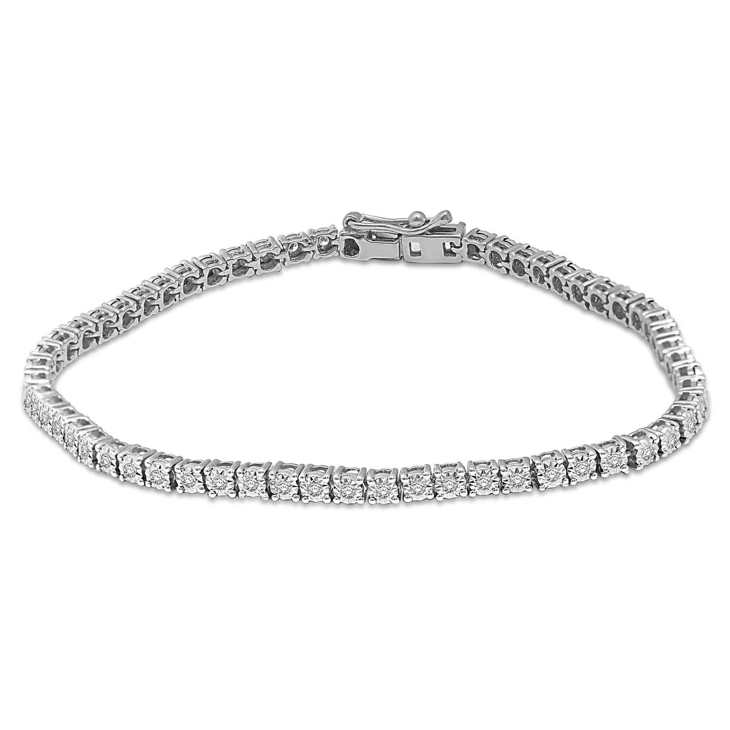 Luxury Sterling Silver Lab Diamond Illusion Tennis Bracelet - 2.00 ctw