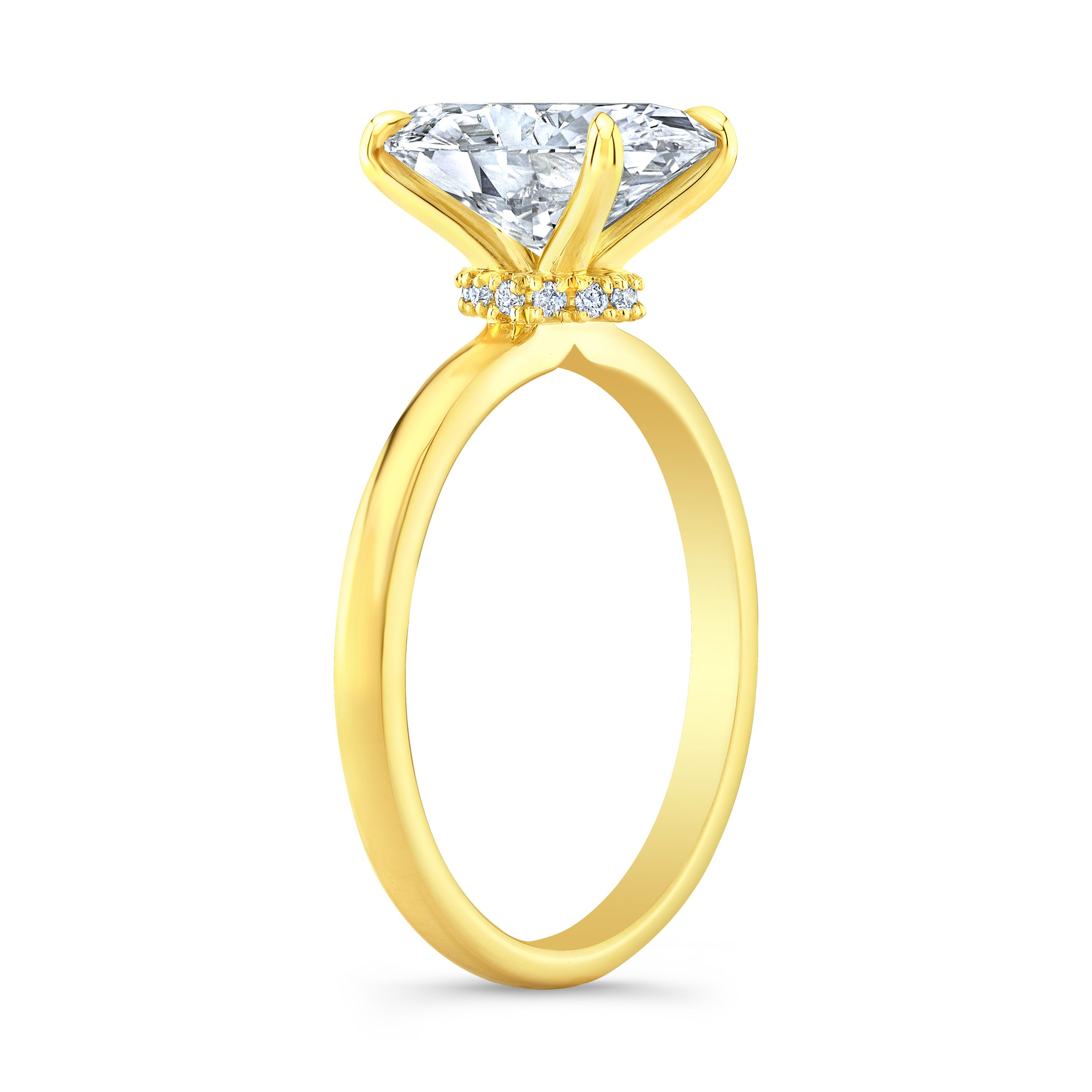 Sure! How about: 14K Yellow Gold Hidden Halo Oval Lab Diamond Engagement Ring (2.09 ct)