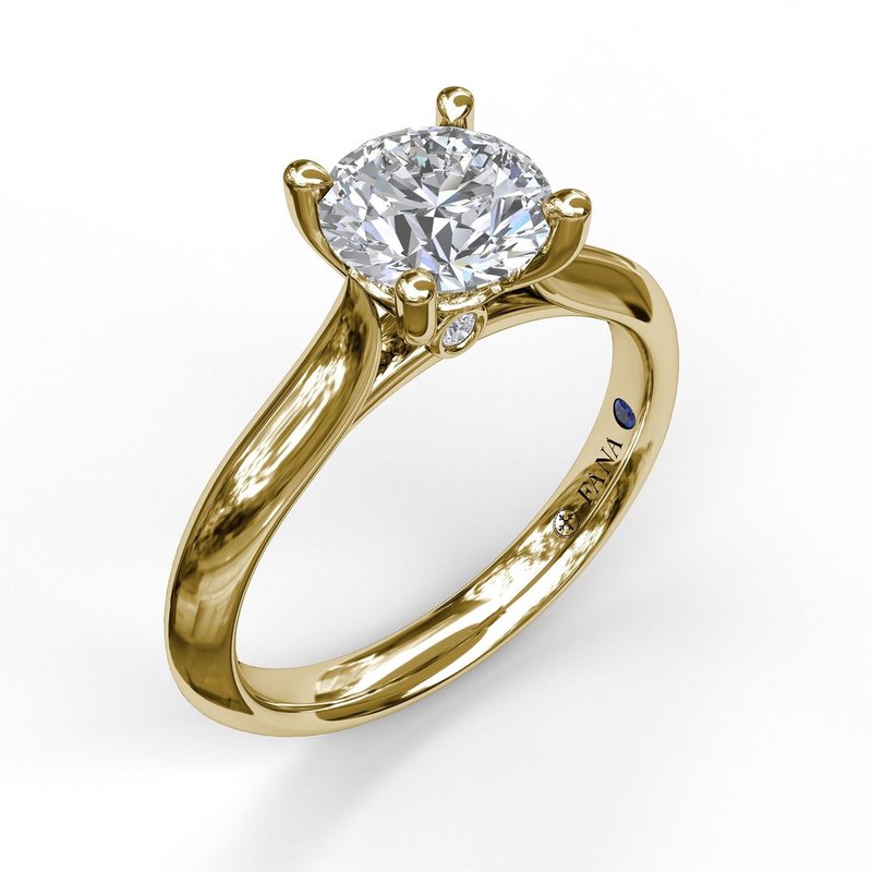 Knife Edge 14 Karat Yellow Gold Engagement Mounting with Cubic Zirconia