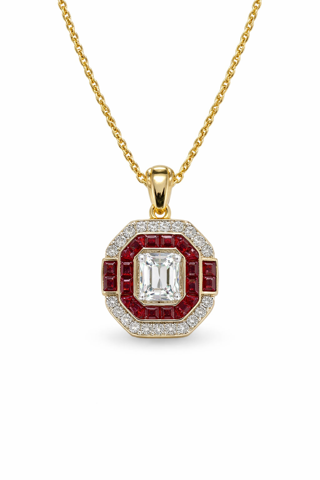 14K Yellow Gold Ruby Pendant Necklace - 1.02 Carat