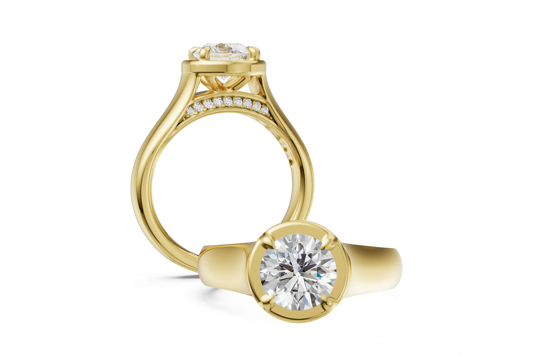 14K Yellow Gold Natural Diamond 0.09 ct Engagement Mounting