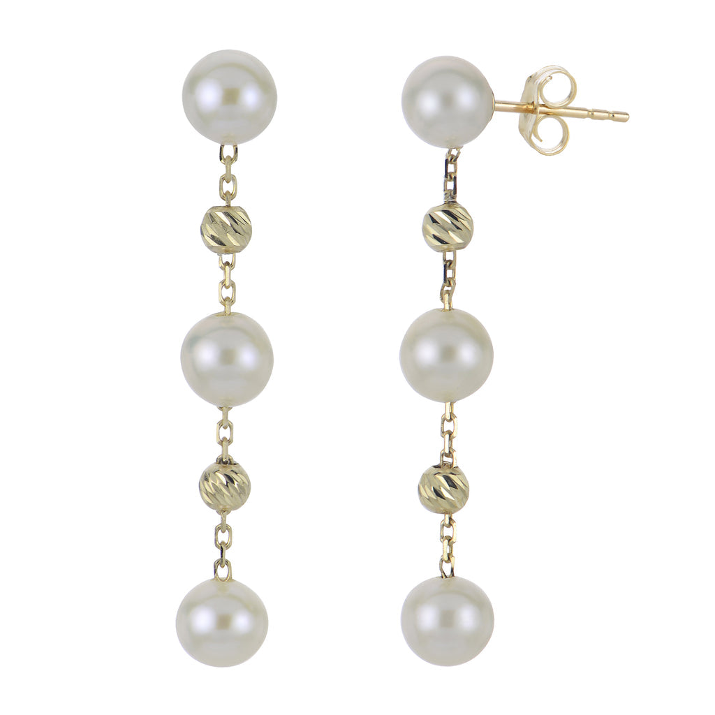 14 Karat Yellow Gold Brilliance Bead Pearl Earrings