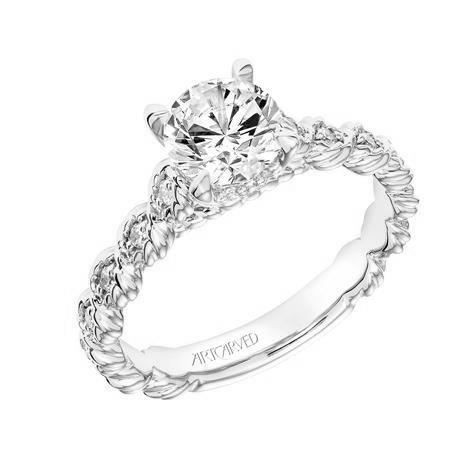 Dazzling Sparkle: 14 Karat White Gold Engagement Mounting with Cubic Zirconia