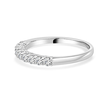 Elegant 14K White Gold Wedding Band with Diamond Bridge - 0.50ct Round Natural Diamond