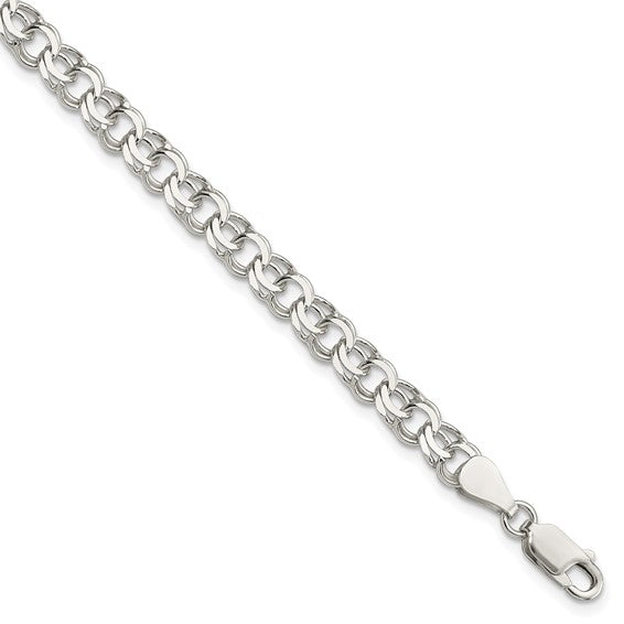 Double Link Charm Sterling Silver Bracelet