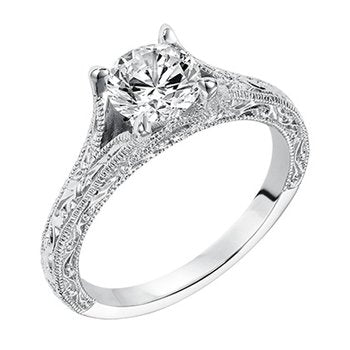 Dazzling Radiance: 14 Karat White Gold Engagement Mounting with Sparkling Cubic Zirconia