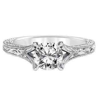 Dazzling Radiance: 14 Karat White Gold Engagement Mounting with Sparkling Cubic Zirconia