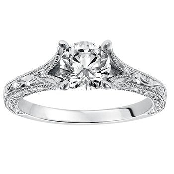 Dazzling Radiance: 14 Karat White Gold Engagement Mounting with Sparkling Cubic Zirconia