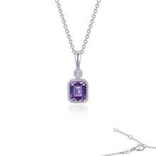 February Birthstone Necklace in Platinum Coated Sterling Silver with Lassaire - 0.91 Carats