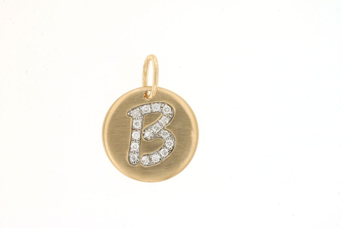 14K Yellow Gold Round Initial B Diamond Necklace - 0.08 ct