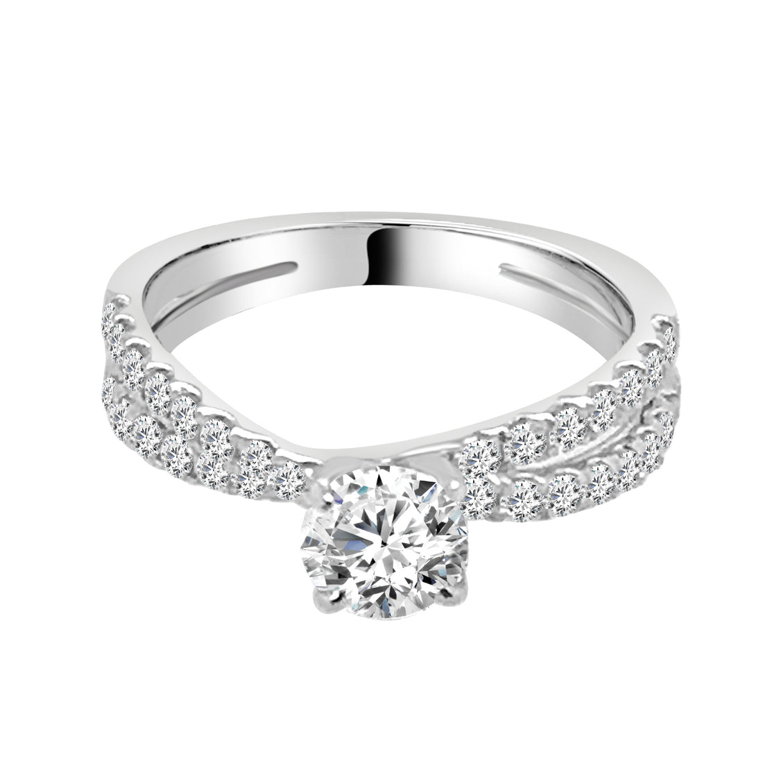 Platinum Bypass Engagement Ring with 0.71ct Natural Round Diamond