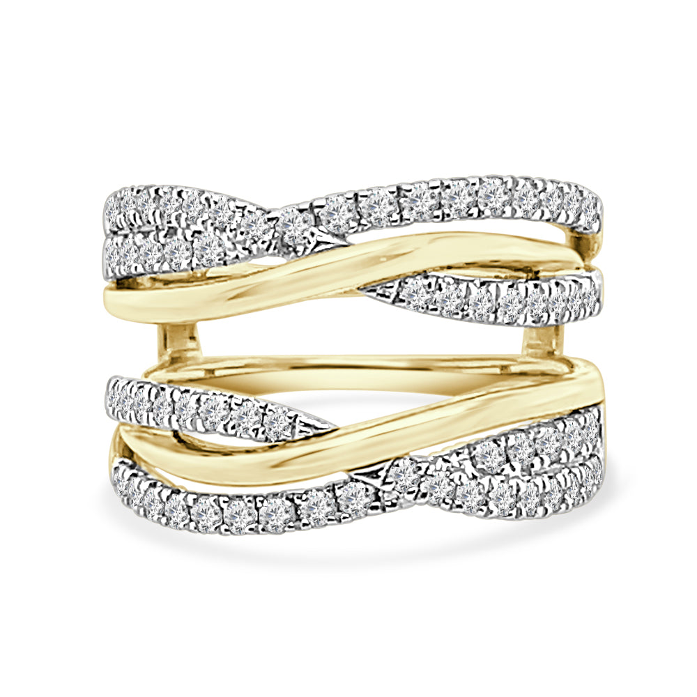 14 Karat Yellow Gold Triple Band Entwined Wedding Band with Natural Diamond - Round Shape (0.75 Carats)