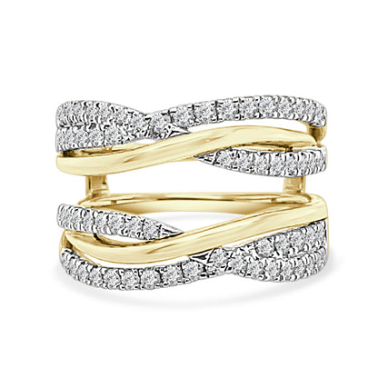 14 Karat Yellow Gold Triple Band Entwined Wedding Band with Natural Diamond - Round Shape (0.75 Carats)