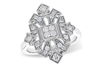 Vintage 14 Karat White Gold Ring with Natural Diamond - Round Shape, 0.40 Carat