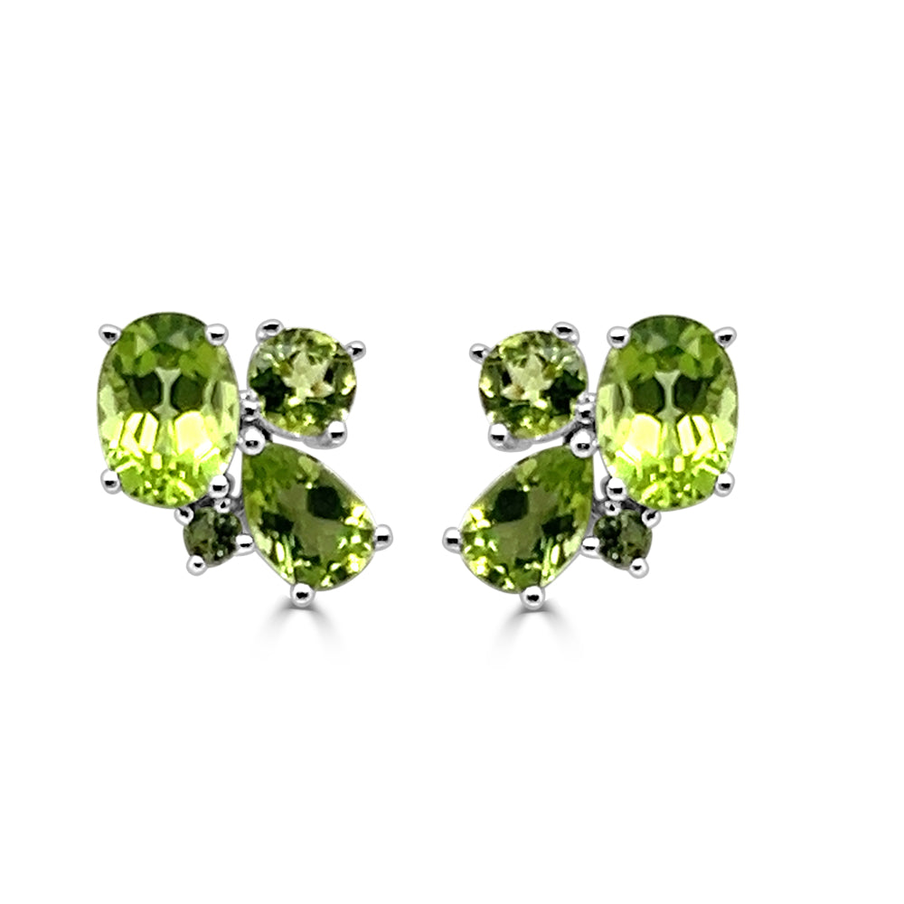 Peridot Sparkle: Sterling Silver Earrings with Brilliant Green Gemstones