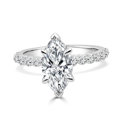 14K White Gold Lab Diamond Marquise Engagement Ring - 1.5 Carat