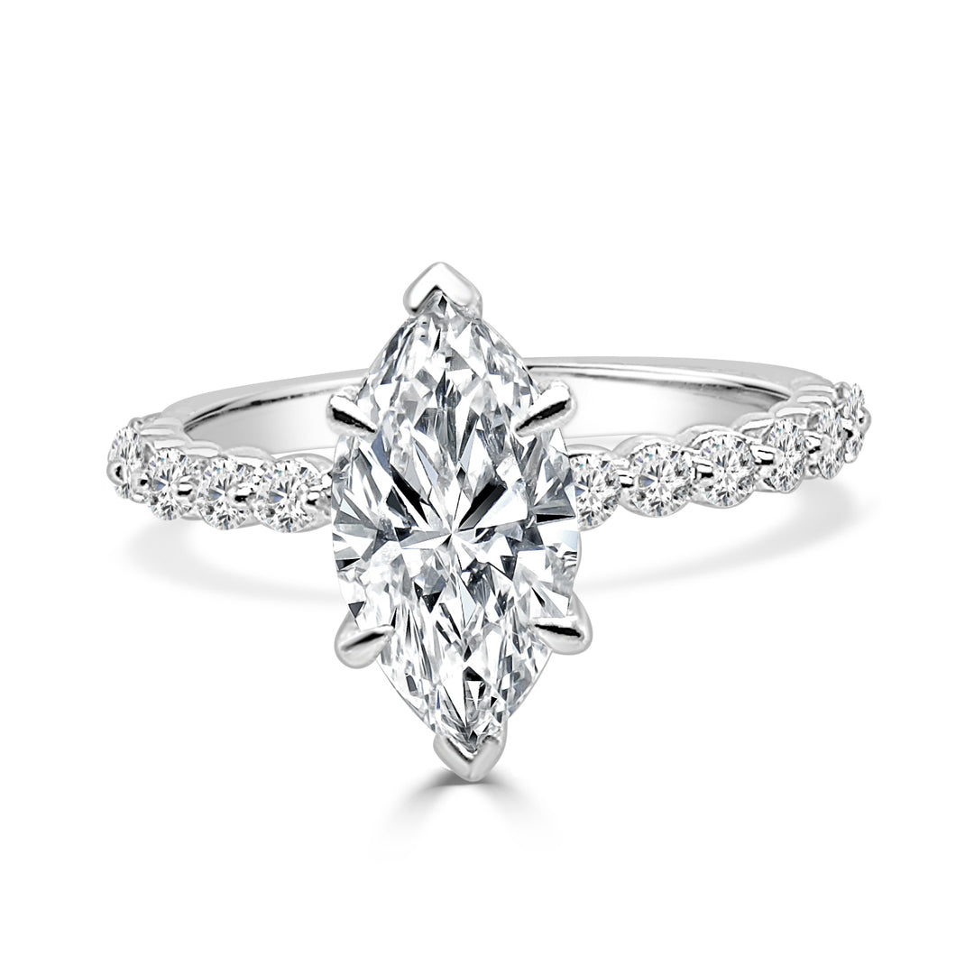 Sparkling Elegance: 14K White Gold Marquise Shape Lab Diamond Engagement Ring