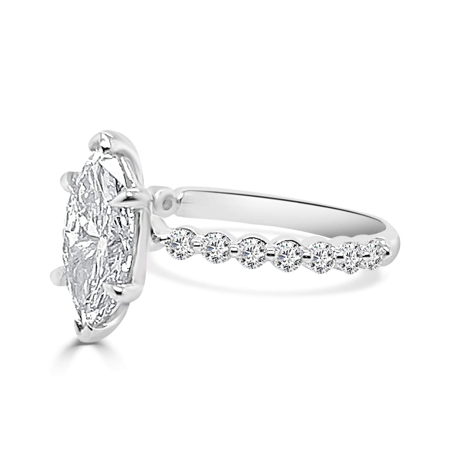 14K White Gold Lab Diamond Marquise Engagement Ring - 1.5 Carat