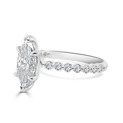 14K White Gold Lab Diamond Marquise Engagement Ring - 1.5 Carat