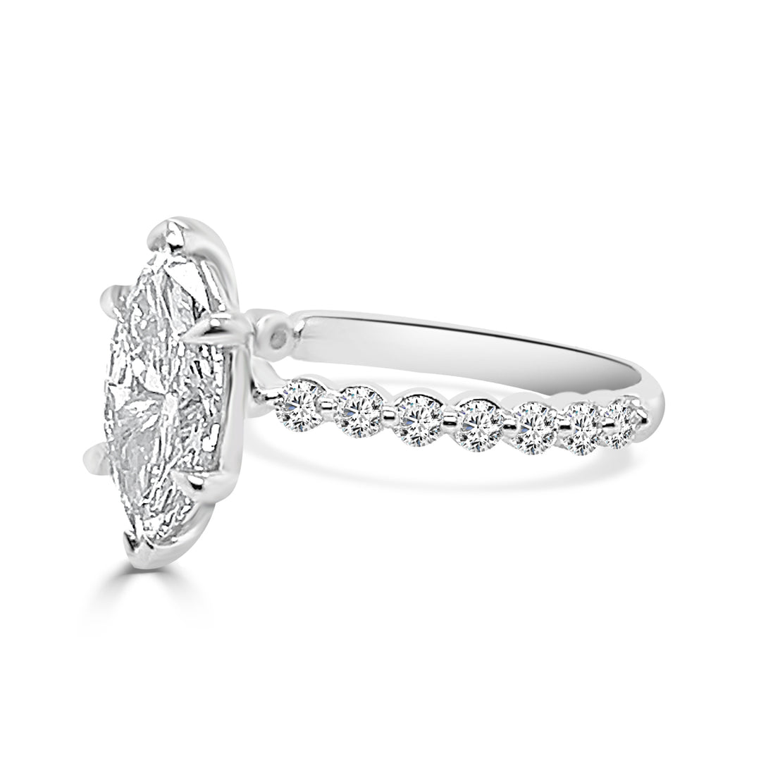 Sparkling Elegance: 14K White Gold Marquise Shape Lab Diamond Engagement Ring