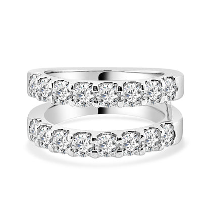 14 Karat White Gold Diamond Wedding Band with Straight Band Ring Guard - 2.01 Carat Round Shape
