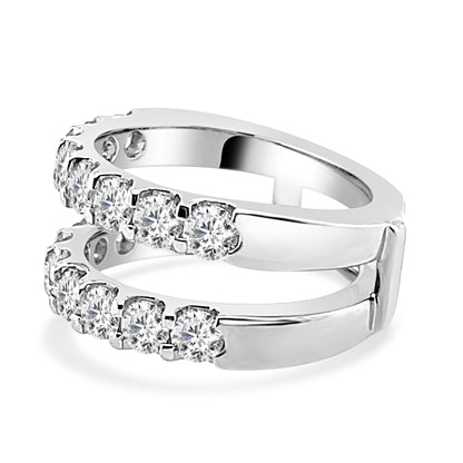 14 Karat White Gold Diamond Wedding Band with Straight Band Ring Guard - 2.01 Carat Round Shape
