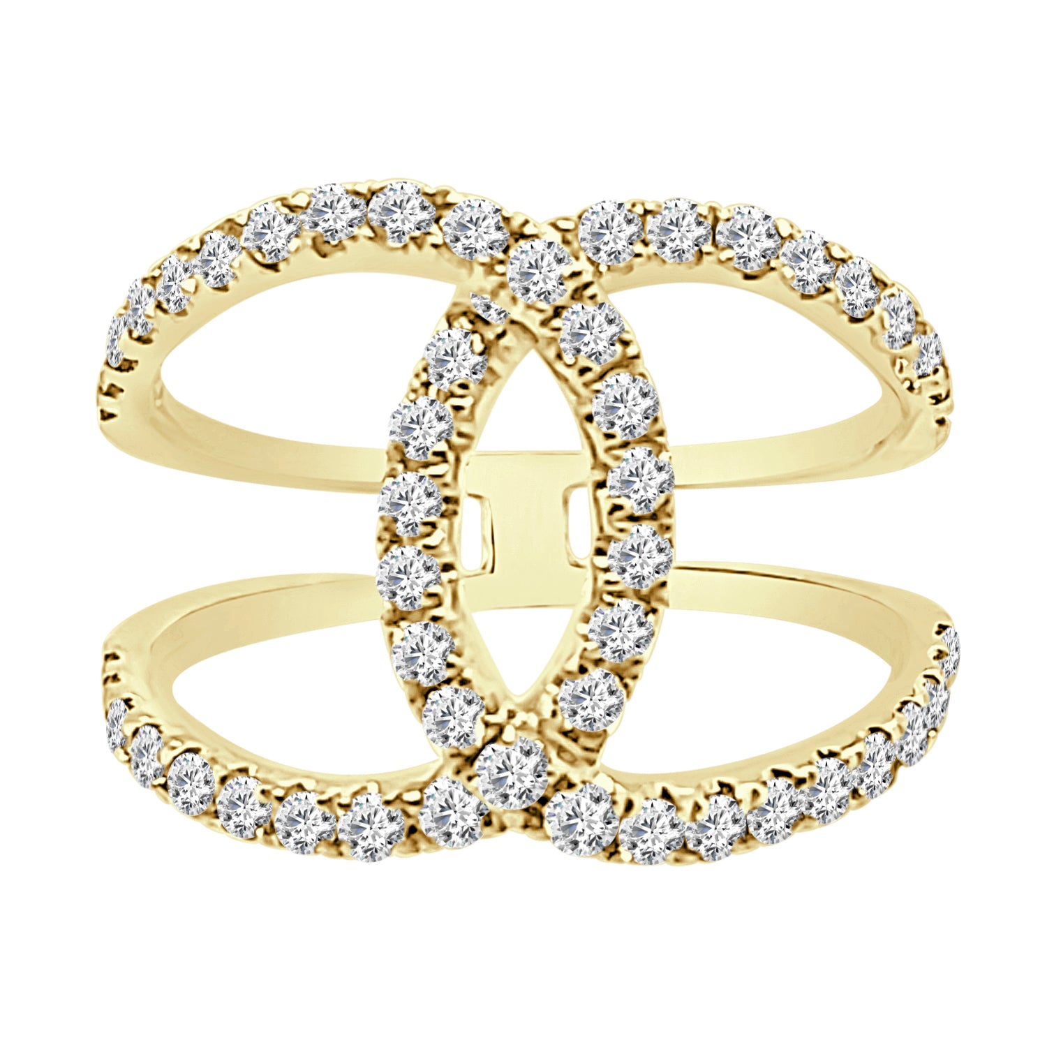 Intertwined Brilliance: 14 Karat Yellow Gold Ring with 0.99 Carat Natural Diamond