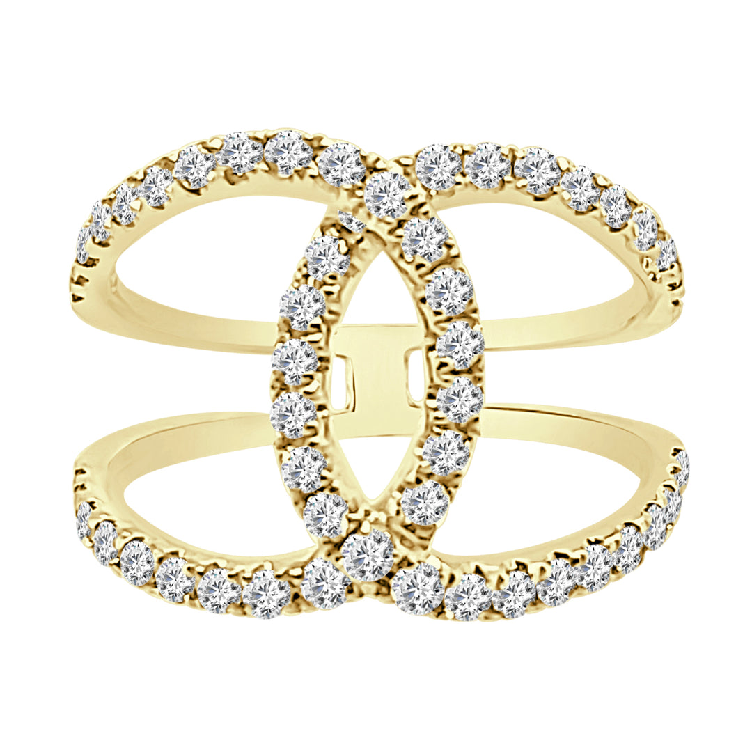 Intertwined 14 Karat Yellow Gold Ring with Natural Diamond, 0.99 Carat