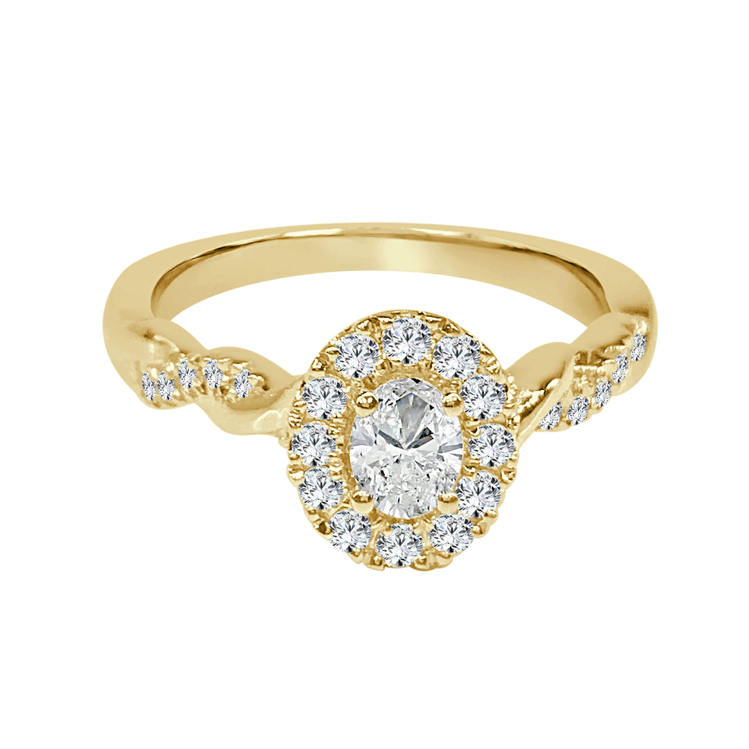 Stunning 14 Karat Yellow Gold Engagement Ring with Natural Diamond